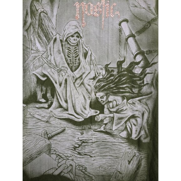 Nostic Grim Reaper Men Size XL Graphic Tee Gothic Skeleton Streetwear Grunge Y2K - Picture 4 of 9